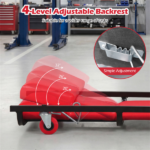 4 Level Adjustable Backrest Mechanic Rolling Creeper, Heavy Duty 6 Swivel Casters Garage Repair Cart with Thick Comfort Padded Cushion - Image 10