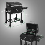 Charcoal Grill with Foldable Side Table and Wheels, Heavy-duty BBQ Grill for Outdoor Picnics Patio Garden and Backyard Grilling - Image 9