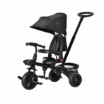 Black Foldable Toddler Trike 1-5Y – Travel-Friendly with Storage, Reversible Seat, Safety Harness for Road Trips - Image 2