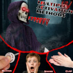 6ft Halloween Decorations Outdoor Life Size Animatronics Grim Reaper with Chain, Sound-Actived Party Decor with Creepy Sound , Scary Haunted House Props for Garden Yard Lawn - Image 9