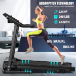 Compact Folding Treadmill for Home - 2.5HP Quiet Brushless Motor, 3-Level Incline, 7.5 MPH, Shock Absorption, Space-Saving Design for Running, Walking - Treadmill for Small Spaces & Home Use - Image 2