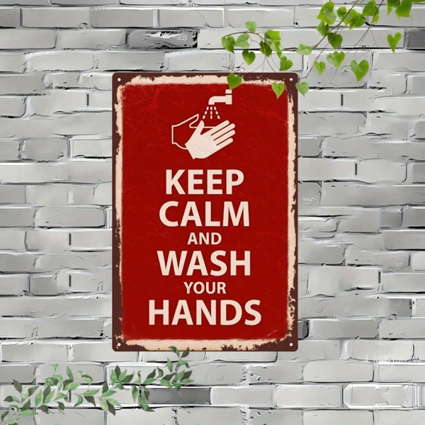 5b96adb5-bff3-441a-bd8a-face35dc8815.png CIFbuy Retro Keep Calm Faucet Metal Sign, Vintage Red Background White Letter Wall Art, 2D Flat Decor For Bathroom Kitchen Home TikTok, TikTok, e Self-pickup Logiopics - Image 1