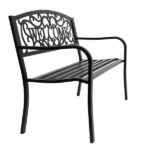 50" Outdoor Welcome Backrest Cast Iron Bench - Image 3