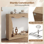 63" Narrow Console Table with Wavy Hollow Design, 2-Tier Extra Long Entryway Table with Storage Shelf - Natural - Image 8