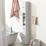 Slim Tall Bathroom Storage Cabinet 8" x 8" x 71" Narrow Floor Organizer with Adjustable Shelves - Image 2