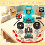Teal Kids Mechanic Truck Engine Toy Set: Interactive Car Service Play Set for Toddlers - Image 6