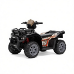 Black 6V Battery-Powered Kids ATV: Sturdy 4-Wheel Quad Ride-On Toy with Bright LED Headlights for Toddlers - Image 2