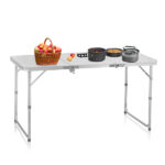 4ft Camping Folding Table, Aluminum Portable Picnic Table with Adjustable Height, 3 Fold Lightweight Outdoor Table for Indoor Travel Beach and Party - Image 3