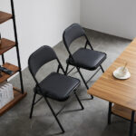 Same Code 33457557 4pcs Elegant Foldable Iron & PVC Chairs for Convention & Exhibition Black - Image 8