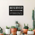 CIFbuy 1pc Classic Black Reserved Parking Sign, Warning Plaque With Directional Arrows, Arrows, 8x12 Inch Durable Iron Horizon PikTok, PikTok, ional Arrows Self-e ckup Logiopzon - Image 4