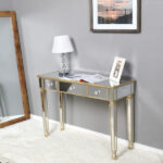 Three Drawers Mirror Table Dressing Table Console Table - Image 27