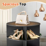 7-tier, 360° rotating wood-plastic composite shoe rack, 60*60*184cm, black - Image 9