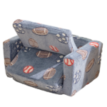 Kids Foldable Sofa Bed with Night Glow – 2-in-1 Convertible Children’s Lounge Chair, Soft Flannel Fabric, High Resilience Sponge, Removable Cover, Safe Round Edge Design – Gray Blue Sports Ball Pattern - Image 6