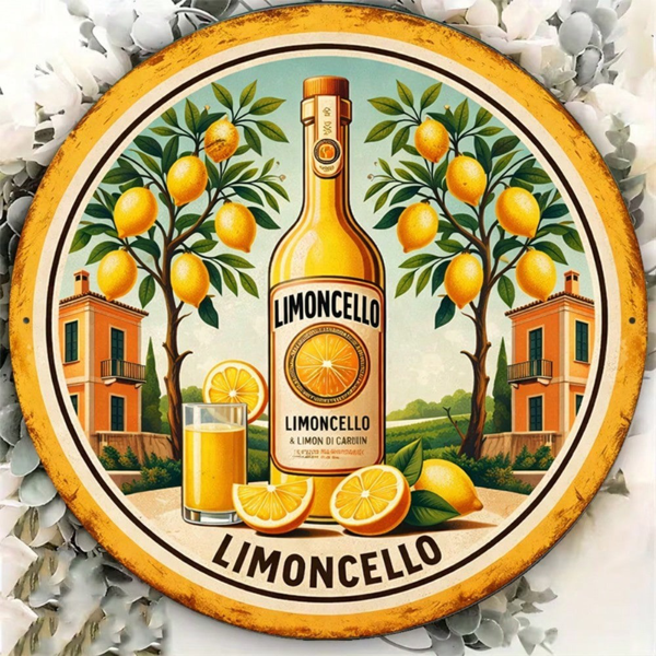 5be71a3a-45a8-42c2-b583-7597efcac0b5.png CIFbuy 1pc Vintage Italian Limoncello Sign 8x8in 2D, "" Vintage Italian Limoncello, Limoncello Sign 8x8in 2D Flat Round Decorative Plaque TikTok, Temu Self-pickup Logiaqics - Image 1