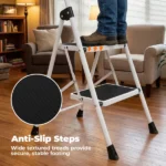 Step ladder, 2-Step Ladder Stool, 800lbs Capacity, Anti-Slip Treads & Handles, Foldable , Grey/Black (Shipment from Walmart) - Image 6