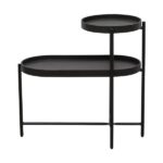 2-Tier Black Side Table with Storage Sofa Table for Living Room Metal Frame & Wooden Desk End Table - Image 7