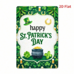 CIFbuy St. Patrick's Day 2D Flat Metal Wall Art Shamrock Iron Plaque, 7.87x11.8 Inch Durable Festive Home Office Cafe Decor Ornament TikTok, TikTok, Self-pickup Logiopics - Image 2