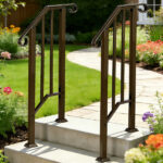 Handrails for Outdoor Steps, Iron Handrail Fits 1 Step, Transitional Handrail with Installation Kit, Copper - Image 11