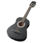 Matte Black 30-inch Round Acoustic Guitar with Picks, Strings, Capo, Case, Tuner, and Strap - Image 8