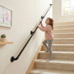 12FT three-section iron courtyard stair handrail black - Image 3