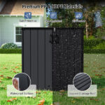 23.5 Cu.ft Outdoor Storage Shed with Lockable Door, PP HDPE Horizontal Garden Tool Cabinet - Black - Image 11