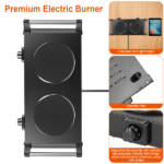 2000W Dual Burner Electric Hot Plate, 5 Temperature Settings (392℉-932℉), Portable Countertop Stove for All Flat Cookware, Fast & Even Heating, Easy to Clean, Ideal for Dorms, RVs, Apartments - Image 5