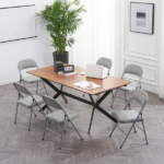 Same Code 31709558 6pcs Elegant Foldable Iron & PVC Chairs for Convention & Exhibition Gray - Image 29