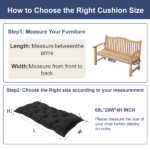 Outdoor Bench Cushion, 60 × 20 × 4 Inch, Tufted Waterproof Swing Cushion with Ties, for Patio Bench or Window Seat - Image 5