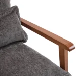 Cloud Shaped Indoor Leisure Chair with Solid Wood Armrest & Solid Wood Frame, Chenille Fabric Accent Chair with Lumbar Pillow, Single Sofa Chair Dark Grey - Image 12