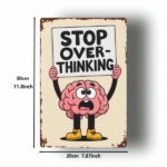 CIFbuy Stop Overthinking Vintage Metal Sign, 8x12 Inch 1pc Retro 2D Flat Iron Plate Wall Decor, Aged Brain Diagram Funny Psychology Art TikTok, TikTok, Art Self-pickup Logiopics - Image 2