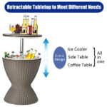 Brown Outdoor Imitation Rattan Ice Cooler Side Table 8Gal 2-Height Adjustable with Drain Plug - Image 9