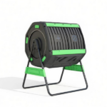 53 Gal Compost Bin Outdoor Dual Chamber Tumbling Composter with Adjustable Vents BPA Free Green - Image 2