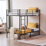 Same Code 12883671 Iron Bed Bunk Bed with Ladder for Kids Twin Size Black - Image 45