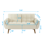 75" Flared Arm Convertible Sleeper Sofa - Image 9