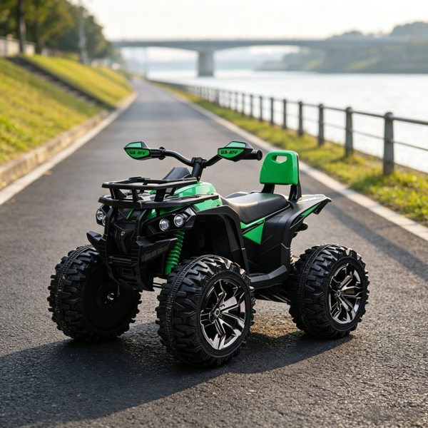 5ccc97f5-aca5-42bc-a526-7ac715724232.png 12V Green Kids Ride-On ATV, Music Headlights, for 37-60 Months Toddlers - Image 1