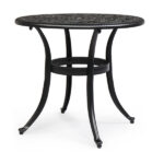 Phoenix Cast Aluminum Round Table, Patio End Table Side Table, Cast Aluminum Cocktail Table, Outdoor Bar Table, Black - Image 22