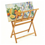 Natural Bamboo Art Storage Rack, Heavy-Duty Canvas Print Display Stand Holds Artwork Up to 34"x19", 22LBS Capacity Art Organizer for Studio Gallery Classroom - Image 3