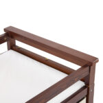 Brown painted pine wood frame children's bed with removable top, 87*53*87.5cm, includes 3 fabric drawers and 1 fabric bag, and a changing table - Image 8