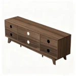 Not selling on Amazon Wood Fluted TV Stand for TVs up to 70 Inch, Mid Century Modern Low Profile TV Console Cabinet with Adjustable Open Storage Shelves & Double Slatted Cabinet Doors, Entertainment Media Center for Living Room, Walnut Brown - Image 5