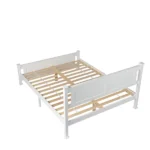 Queen Single Bunk Bed Painted + Melamine Veneer & Pine + MDF Bed Frame Vertical Striped Decorative Bed Frame 63.78*83.46*37.8in White - Image 26