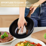 17-Piece Aluminum Cookware Set, Black Non-Stick Pots and Pans Set with Assembled Handles - 5 Pots & 2 Lids, Compatible with Induction, Gas, Electric Stoves, Perfect for Home Kitchen Use​ - Image 8