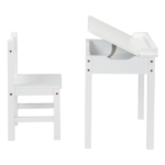 Flip Top Kids Table and Chair Set, Wood Activity Table Set with Storage Space for Arts Crafts, White - Image 2