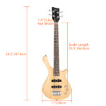 Do Not Sell on Amazon GW101 36in Small Scale Electric Bass Guitar Suit With Mahogany Body SS Pickups, Guitar Bag, Strap, Cable Burlywood - Image 2