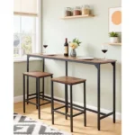 Bar Table, 1PCS 63″ Kitchen Bar Table, Tall Dining Table with Smooth Rounded Edge, Rectangular High Top Table for Balcony or Living Room, Light Brown and Black, Extended Horizontal Layout (Shipment from Walmart) - Image 4
