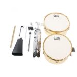 [Do Not Sell on Amazon] 13" & 14" Timbales Drum Set with Stand and Cowbell Golden - Image 4
