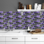 24 Sheets Peel and Stick Backsplash Marble Wall Tiles Waterproof Oilproof Purple Glossy Imitation Stone brick wall stickers PVC Shower Wall Panels for Interior Wall Decor; Tile for Kitchen Bathr - Image 7