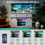 75 Gallon Fish Tank Stand with LED Light &Power Outlets, 55-75 Gallon Aquarium Stand with Sliding Fluted Doors, 2 Large Cabinet and Storage Shelves, Cabinet for 2 Fish Tank Accessories Storage,1200 LB - Image 12
