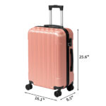 ABS Trolley Case 20in 24in 28in 3PCS Suitcase Set Vertical Striped Frosted Case Suitcase Rose Gold - Image 3