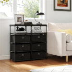 3-Drawer Fabric Storage Cabinet - Removable Foldable Drawers, Industrial Wood Top, Metal Frame with Anti-Tipping Kits (Rustic Brown/Black) - Image 9