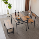 Dining Table Set for 4, Kitchen Table with 2 Chairs and a Bench, 4 Piece Kitchen Table Set for Small Space, Home Kitchen Bar Pub Apartment, Rustic Brown - Image 12